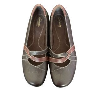 Clark’s Bendables Sixty Cruise Criss Cross Mary Jane Leather Flats Wmns Size 12